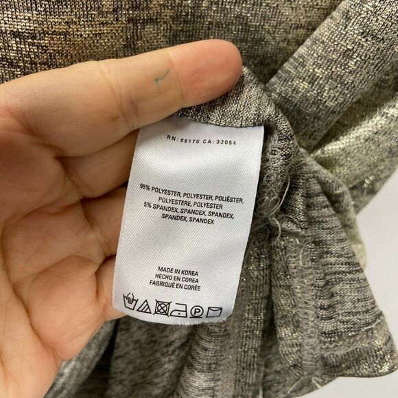 Anthropologie Akemi + Kin Small Womens Silver Metallic Weave V-neck Tee - Picture 4 of 7